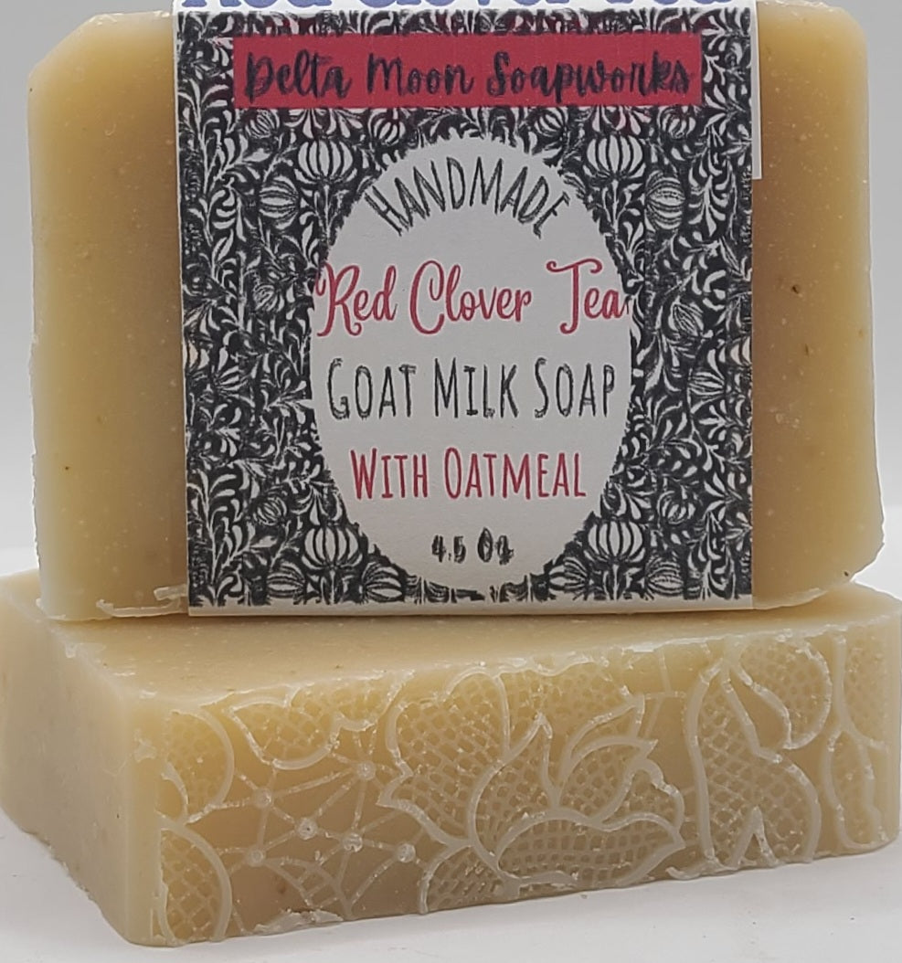Red Clover Tea Goat Milk Soap with Oatmeal, Ready to ship